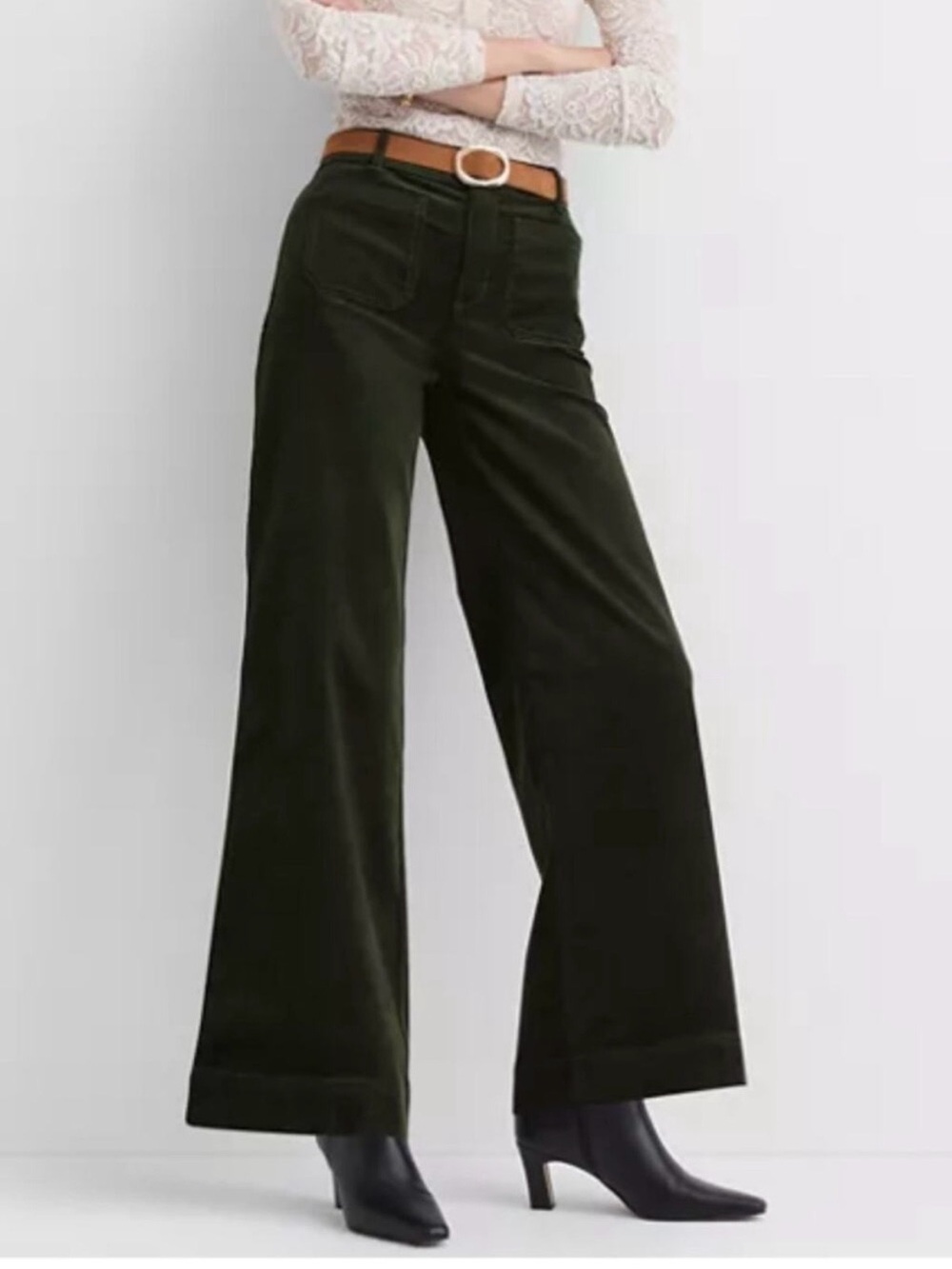 Ann Taylor Loft Palmer corduroy dark green pants 10
